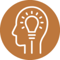 About - Man with Lightbulb in Head Icon Orange