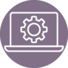 Computer with Gear on Screen Icon Purple